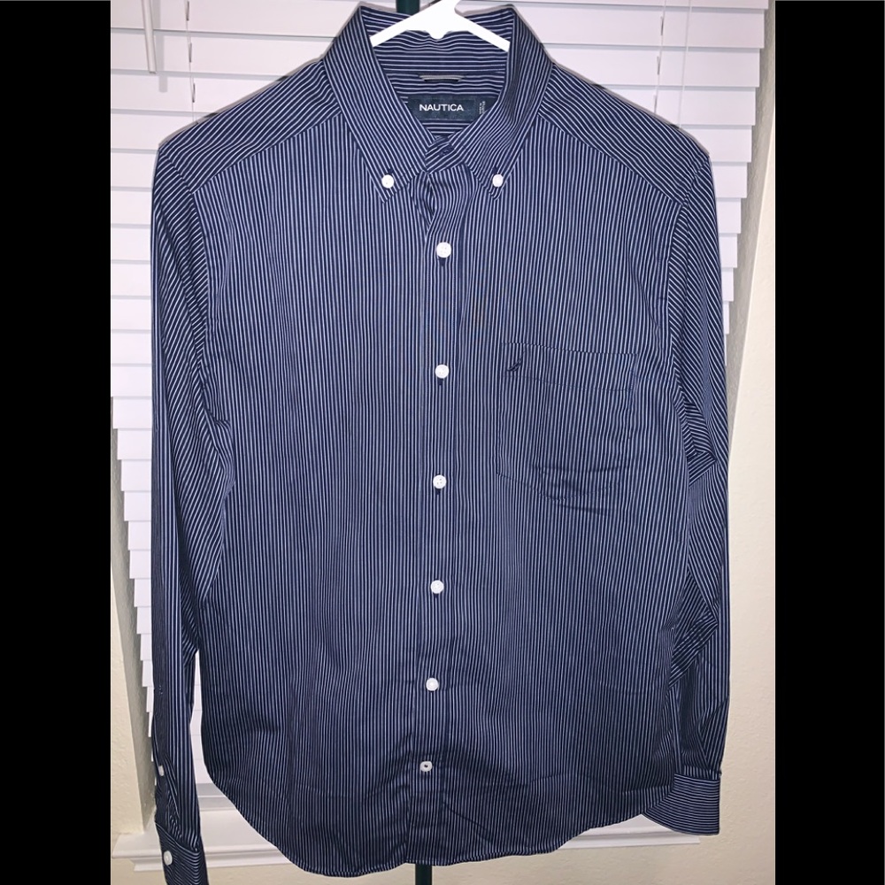 Preowned Nautical navy/white striped shirt
